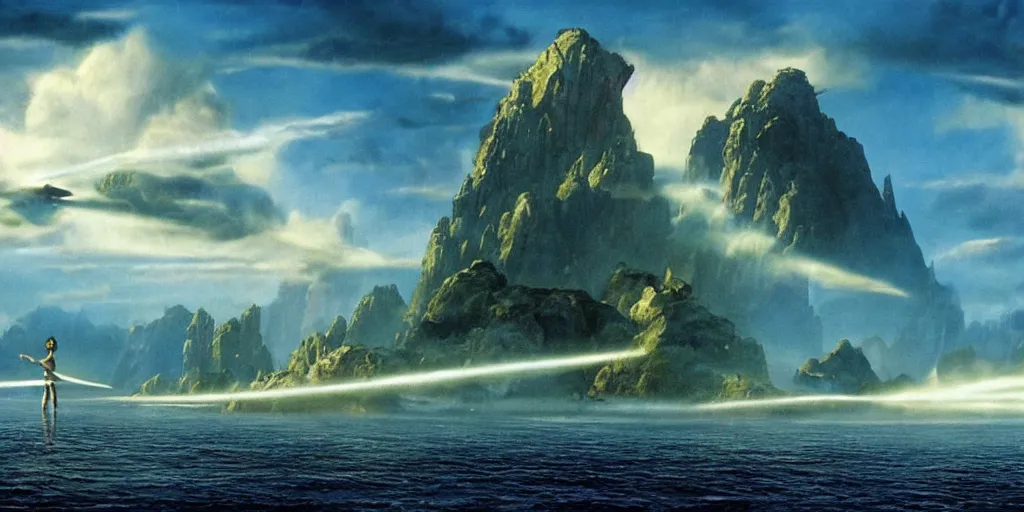 Prompt: Matte painting from the film avatar, islands are floating in the sky, gorgeous sky, science-fiction