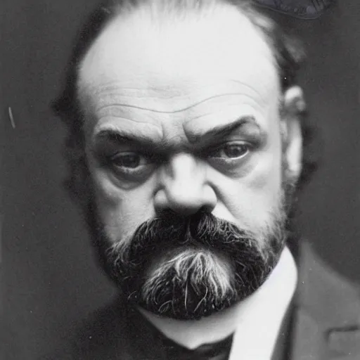 Image similar to headshot edwardian photograph of kelsey grammer, 1 9 2 0 s, sinister, evil, realistic face, 1 9 1 0 s, grainy, victorian, soft blur, by ernst haeckel