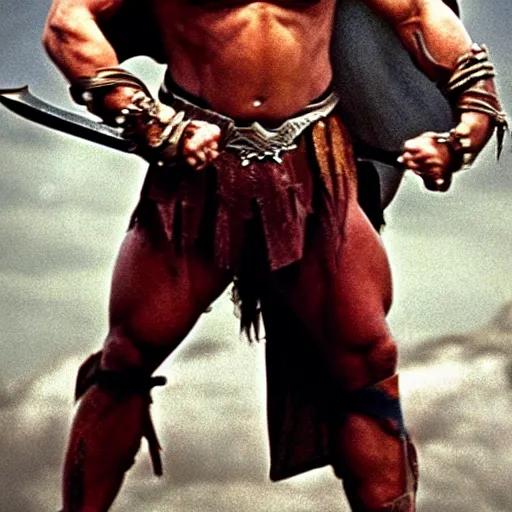 Image similar to photo conan the barbarian as superman