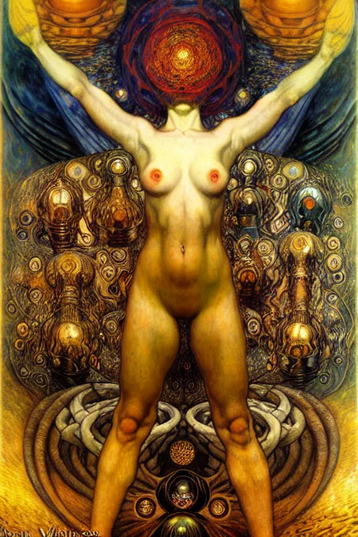 Image similar to Divine Chaos Engine by Karol Bak, Jean Delville, William Blake, Gustav Klimt, and Vincent Van Gogh, symbolist, visionary