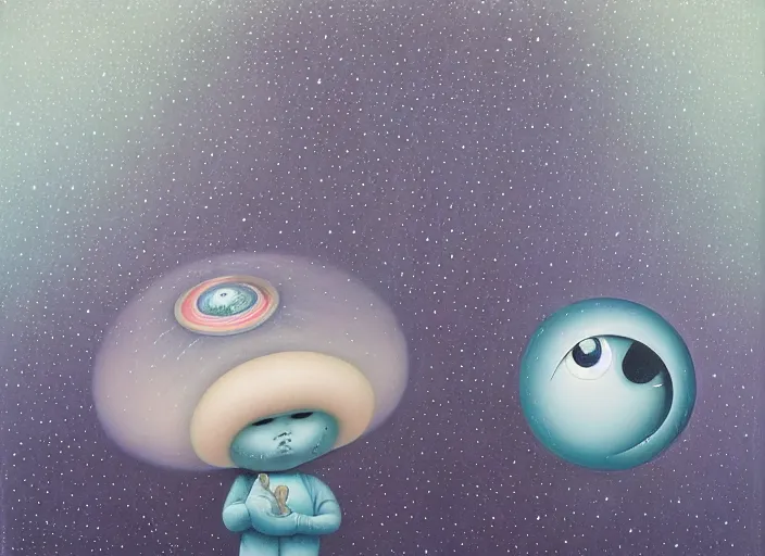 Image similar to a universe contained in a single drop of water, an ultrafine detailed painting by mark ryden, trending on deviantart, pop surrealism, whimsical, lowbrow, grotesque