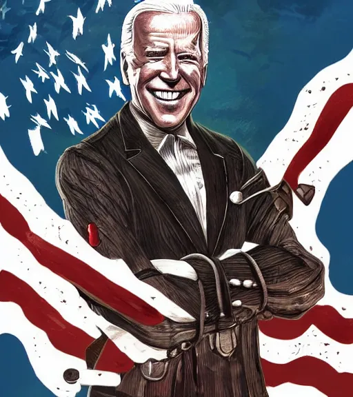 Image similar to joe biden, bioshock artstation, bioshock screenshot lovecraftian fan art, patriot, artgerm