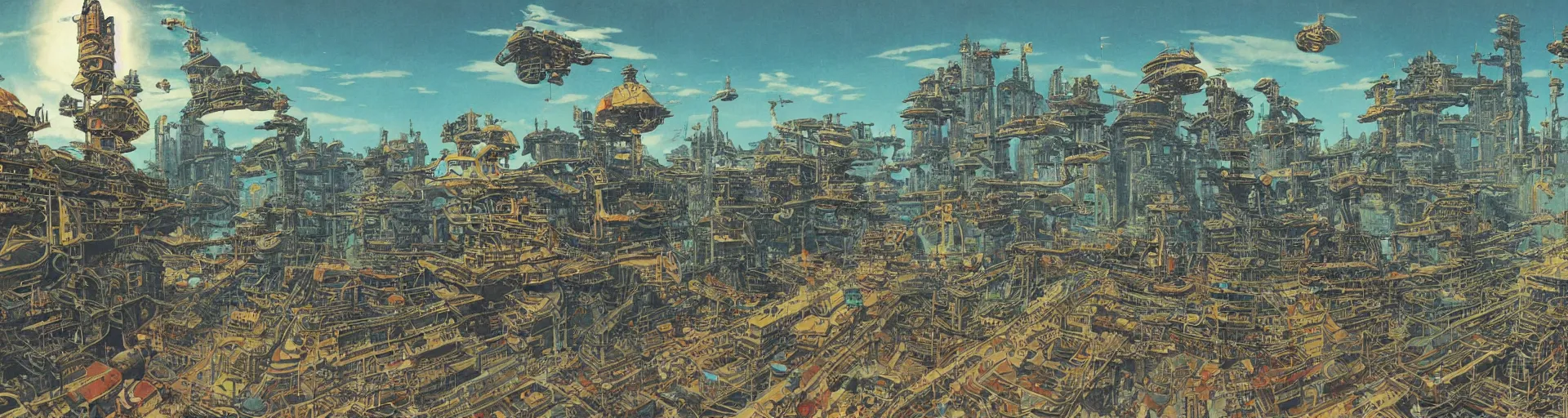 Prompt: an old school ninja obstacle course set in fuedal japan, concept art, intricate details, highly detailed, vintage sci - fi poster, retro future, in the style of chris foss, rodger dean, moebius, michael whelan, and gustave dore