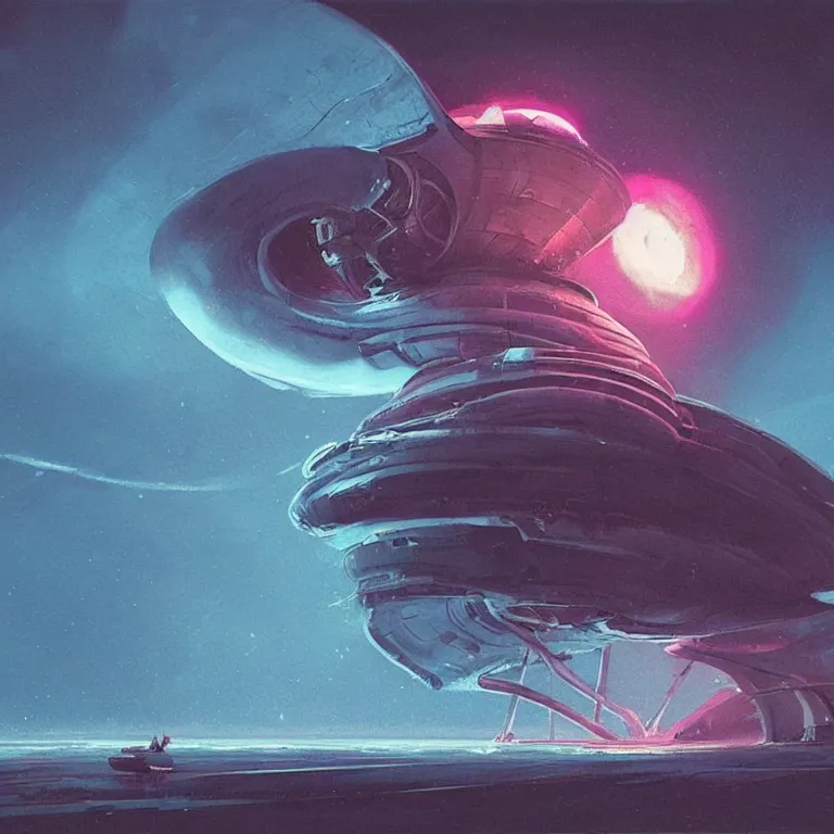 Image similar to mechanical nautilus spaceship dripping wet emerging from a the ocean blast off, sci - fi concept art, by john harris, by simon stalenhag, stunning, award winning