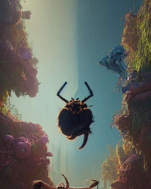 Prompt: highly detailed surreal vfx portrait of a nowpunk spider kangaroo hybrid, stephen bliss, unreal engine, greg rutkowski, loish, rhads, beeple, makoto shinkai and lois van baarle, ilya kuvshinov, rossdraws, tom bagshaw, alphonse mucha, global illumination, detailed and intricate environment