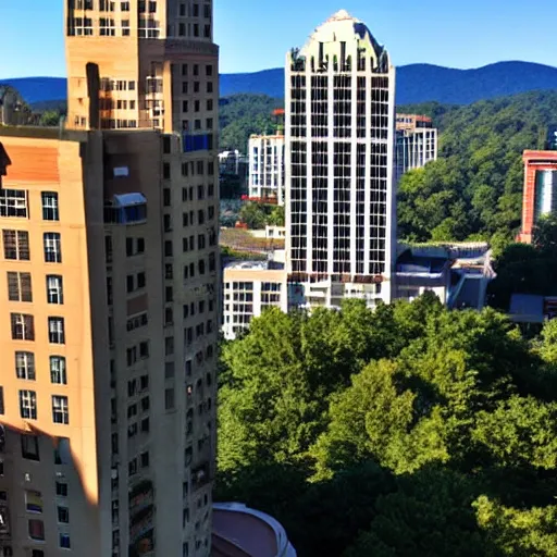 Image similar to super tall hotel above the asheville, nc skyline