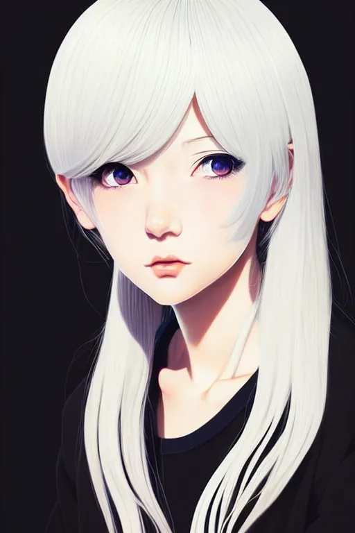 Image similar to portrait Anime girl, cute-fine-face, white-hair pretty face, realistic shaded Perfect face, fine details. Anime. realistic shaded lighting by Ilya Kuvshinov by Ilya Kuvshinov by Ilya Kuvshinov by Ilya Kuvshinov by Ilya Kuvshinov