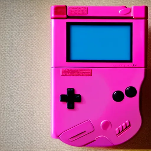 Prompt: a nintendo gameboy color made of pink bubblegum