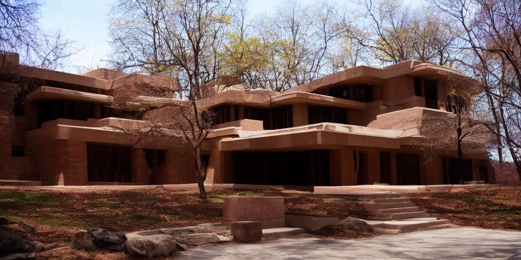 Image similar to brutality frank lloyd wright house, photo