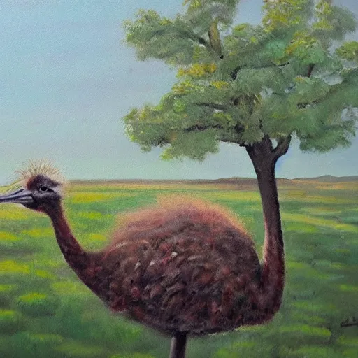 Prompt: oil painting zoo ostrich funeral