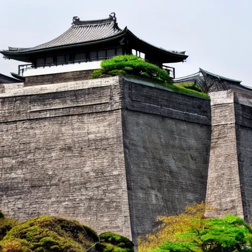 Image similar to japanese fortress in a city inside the forest