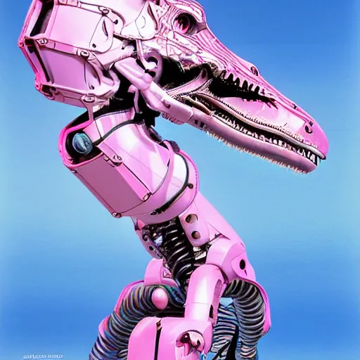 Hajime Sorayama T-Rex Cyborg Dinosaur Figure Silver