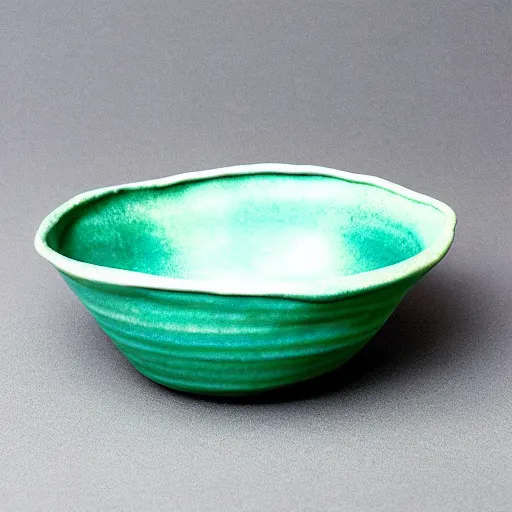 Image similar to raku pottery of a cup that looks like a bowl, ultra high quality model