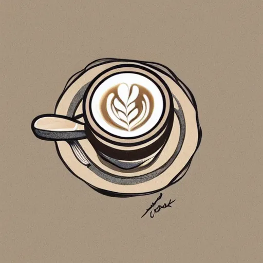 Image similar to barista latte art, coffee, hand drawn, illustration, engraved vector, by alexanderpokusay, trending on artstation,