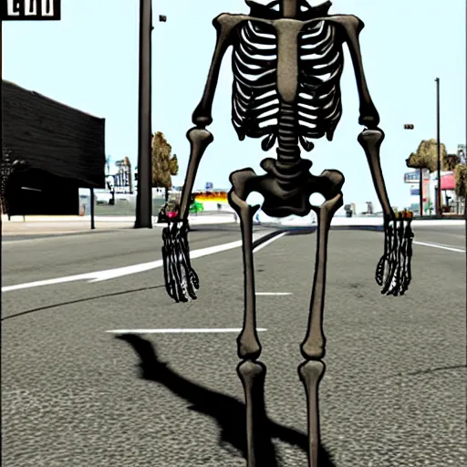 Image similar to Skeleton in GTA style,