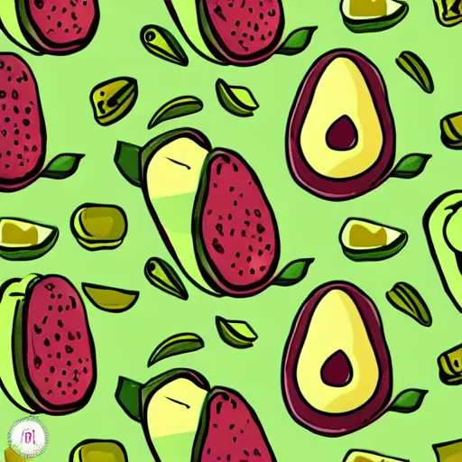 Image similar to “ avocado, repeating pattern, illustrative ”