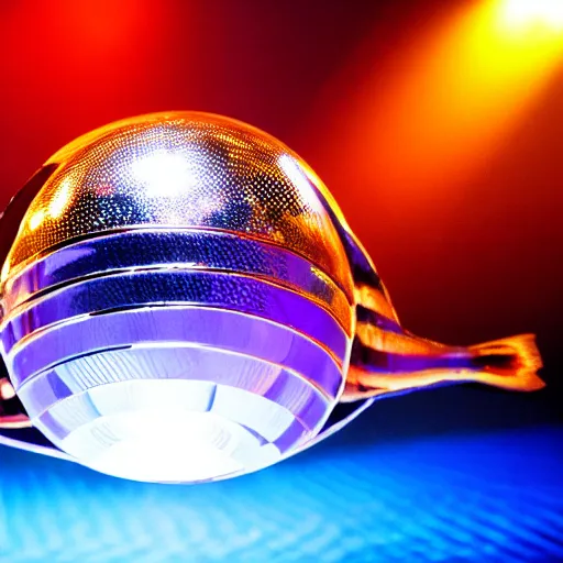 Prompt: fish eats disco ball hd photo