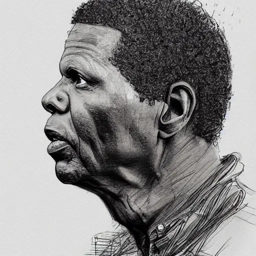 Image similar to a realistic yet scraggly portrait sketch of the side profile of a stern and sophisticated sidney poitier, trending on artstation, intricate details, in the style of frank auerbach, in the style of sergio aragones, in the style of martin ansin, in the style of david aja, in the style of mattias adolfsson