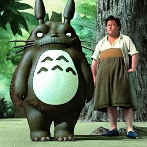 Image similar to alex jones as totoro, my neighbor totoro, star wars film look, sweaty