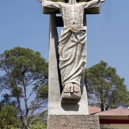 Image similar to giant concrete statue of Jesus Christ on a cross