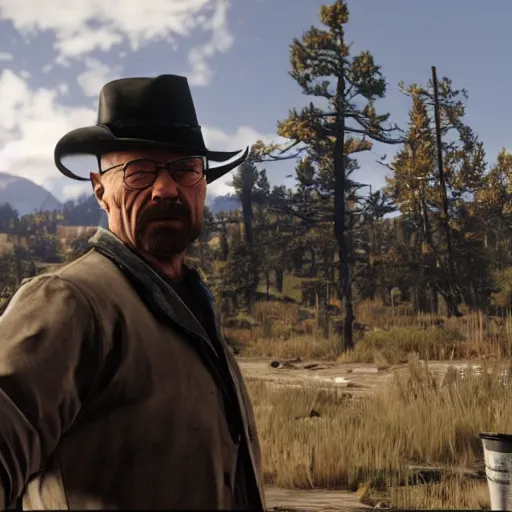 Image similar to Film still of Walter White, from Red Dead Redemption 2 (2018 video game)