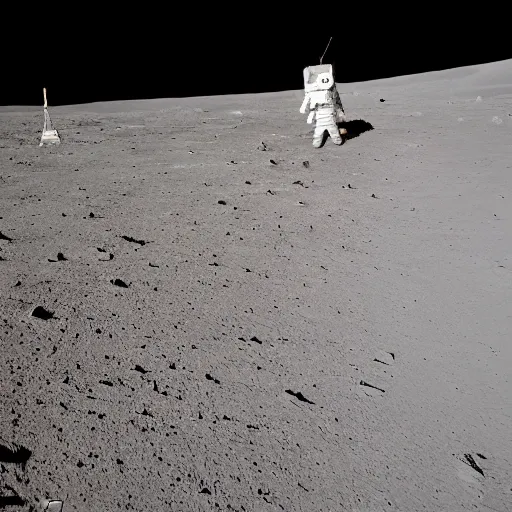 Prompt: beautiful female robot walks on the moon surface, wide angle, Kodak, 16mm