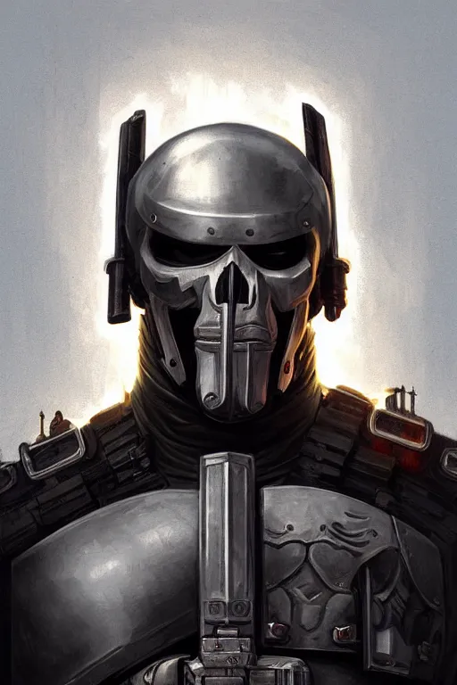 Image similar to Boris Johnson as Punisher, armor plate, realistic portrait, symmetrical, highly detailed, digital painting, artstation, concept art, smooth, sharp focus, illustration, cinematic lighting, art by artgerm and greg rutkowski and alphonse mucha