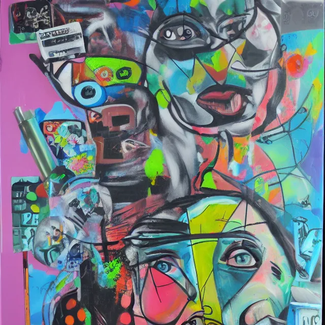 Image similar to anti - depressants, neo - expressionism, surrealism, acrylic and spray paint and oilstick on canvas