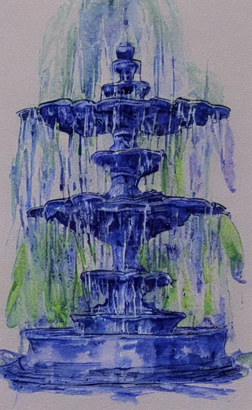 Image similar to Fountain Watercolor sketch, highly detailded