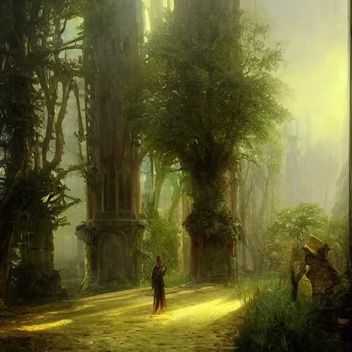 Image similar to a church made of trees and plants, druids, fantasy art, by greg rutkowski, by andreas achenbach,