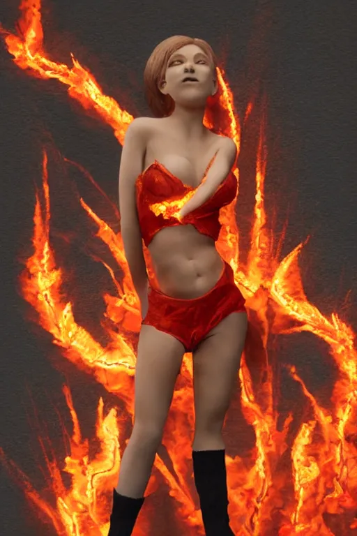 Image similar to Giantess made entirely of fire