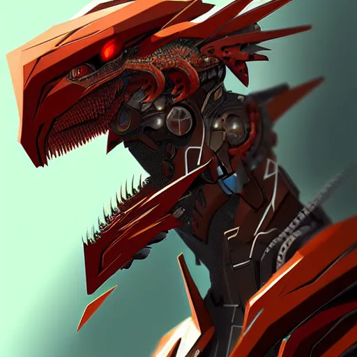 Image similar to Cyborg dragon portrait, artstation