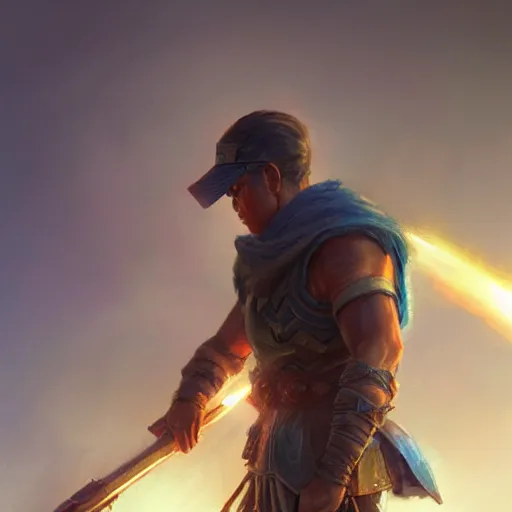 Image similar to side profile of a filipino man sitting on a tank wielding a scepter, highly detailed, d & d, fantasy digital painting, trending on artstation, concept art, sharp focus, illustration, volumetric light, intricate, matte, art by artgerm and greg rutkowski