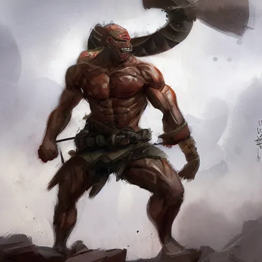 Image similar to muscular frog warrior by Greg Rutkowski