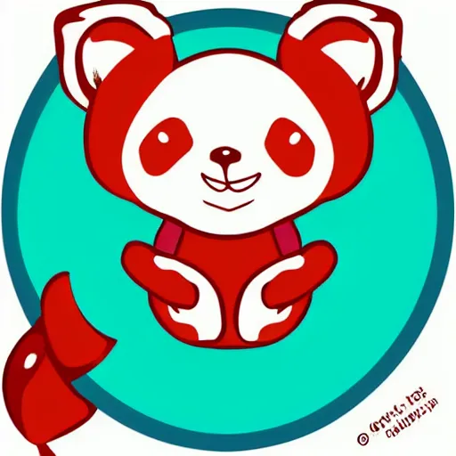 Image similar to a cute red panda sleeping, digital art, icon, 2 d vector logo, cartoon