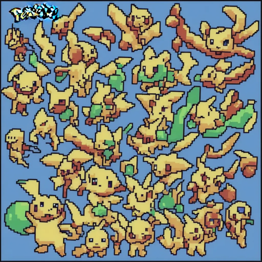 Image similar to pixelated pokemon monster inspired by ragnarok online, 1 2 8 bit, 1 0 0 0 x 1 0 0 0 pixel art, 4 k, super detailed, nintendo game, pixelart, high quality, no blur, sharp geometrical squares, concept pixelart