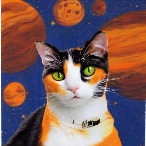 Prompt: a calico cat as an astronout