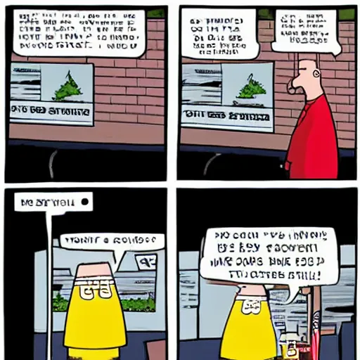 Image similar to 2 panel cartoon of dilbert having a standoff with the police, scott adams,