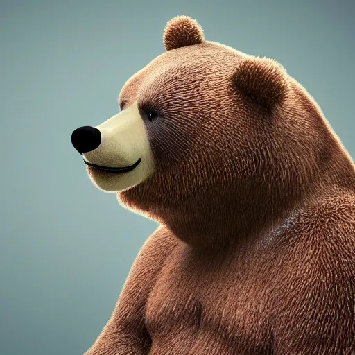 Image similar to a happy bear smoking a joint, realistic, 4 k