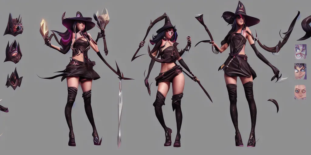 Image similar to Character sheet of beautiful bewitching akali (League of Legends). 3d render, octane render, game art, realistic, highly detailed, trending on artstation, 4k, trending on artstation, pixar, cgsociety, unreal engine 5, redshift render, trending on artstation, blender, behance, cg