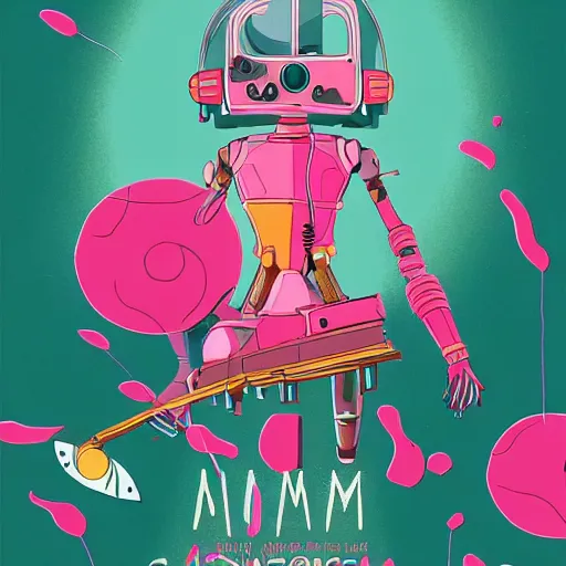 Image similar to a woman named yoshimi battles pink robots, illustrated, detailed