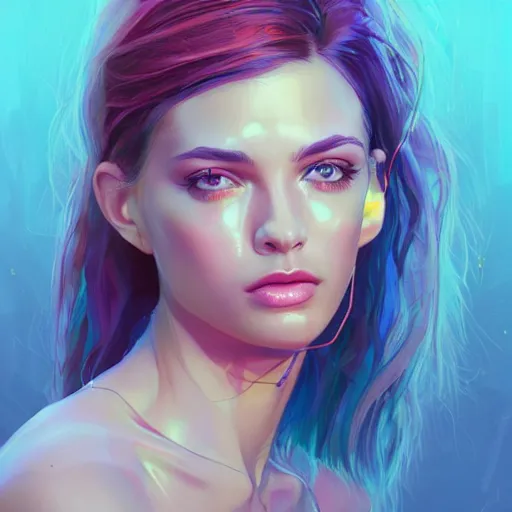 Image similar to electric woman, cute - fine - face, pretty face, oil slick hair, realistic shaded perfect face, extremely fine details, realistic shaded lighting, dynamic background, artgerm, 8 k ultra realistic, highly detailed, art by sylvain sarrailh, alena aenami, jeremy lipkin, michael garmash, ando tadao, kan liu