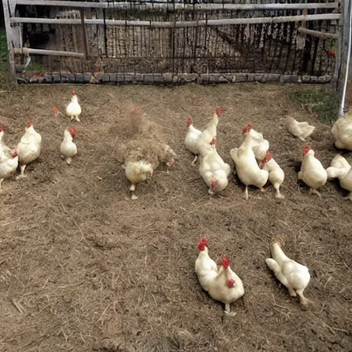 Prompt: skeletons farming chickens