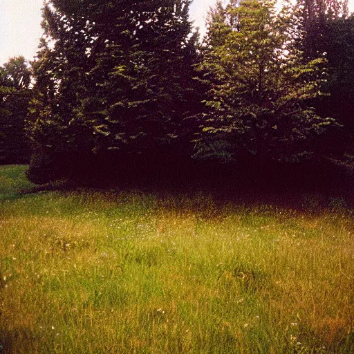 Prompt: a meadow near a restaurant, restaurant, restaurant, accidentally photographed, accidental photo portra 8 0 0 in the 9 0 s