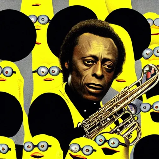 Image similar to a photo of miles davis with the yellow minions