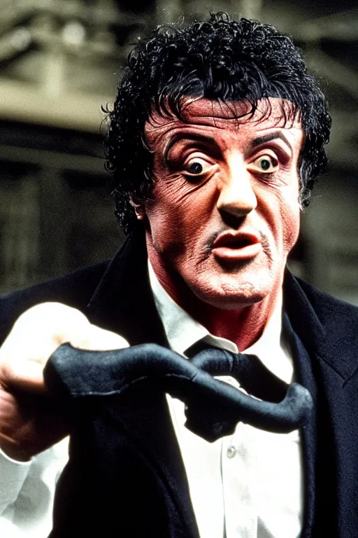 Image similar to sylvester stallone playing edgar allen poe, 8 0 s movie, cinematic, dramatic