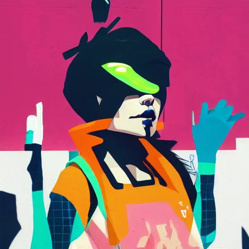 Prompt: Jet Set Radio Profile Picture by Sachin Teng, asymmetrical, Organic Painting , Matte Painting, geometric shapes, hard edges, graffiti, street art, 300 dpi :2 by Sachin Teng:4