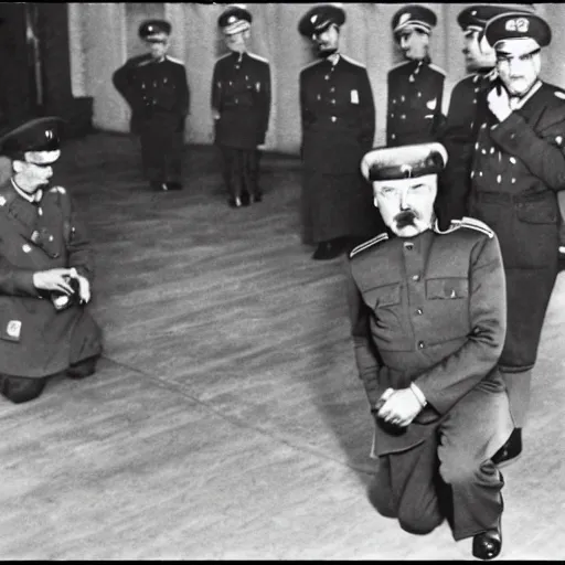 Prompt: Joseph Stalin on his knees