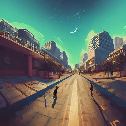 Prompt: street view, ( ( ( ( ( ( dystopian ) ) ) ) ) ) utopian!!!!!, trending on artstation, fisheye!!! lens