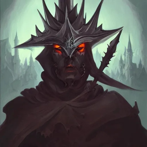 Prompt: Witch King Portrait in the style of Peter Mohrbacher, 4k high detail